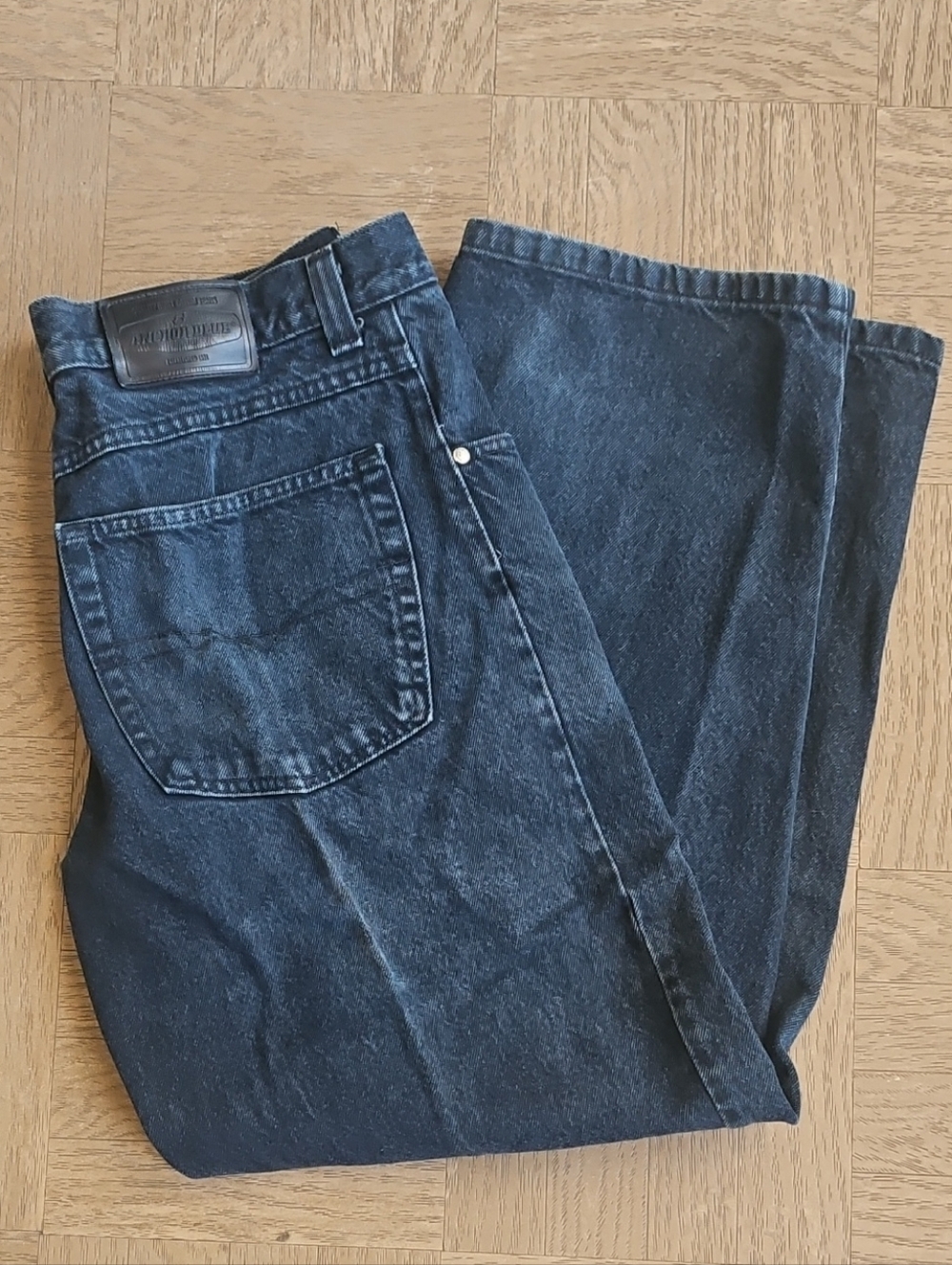 Vintage Anchor Blue Black Relaxed Men's Jeans 32W